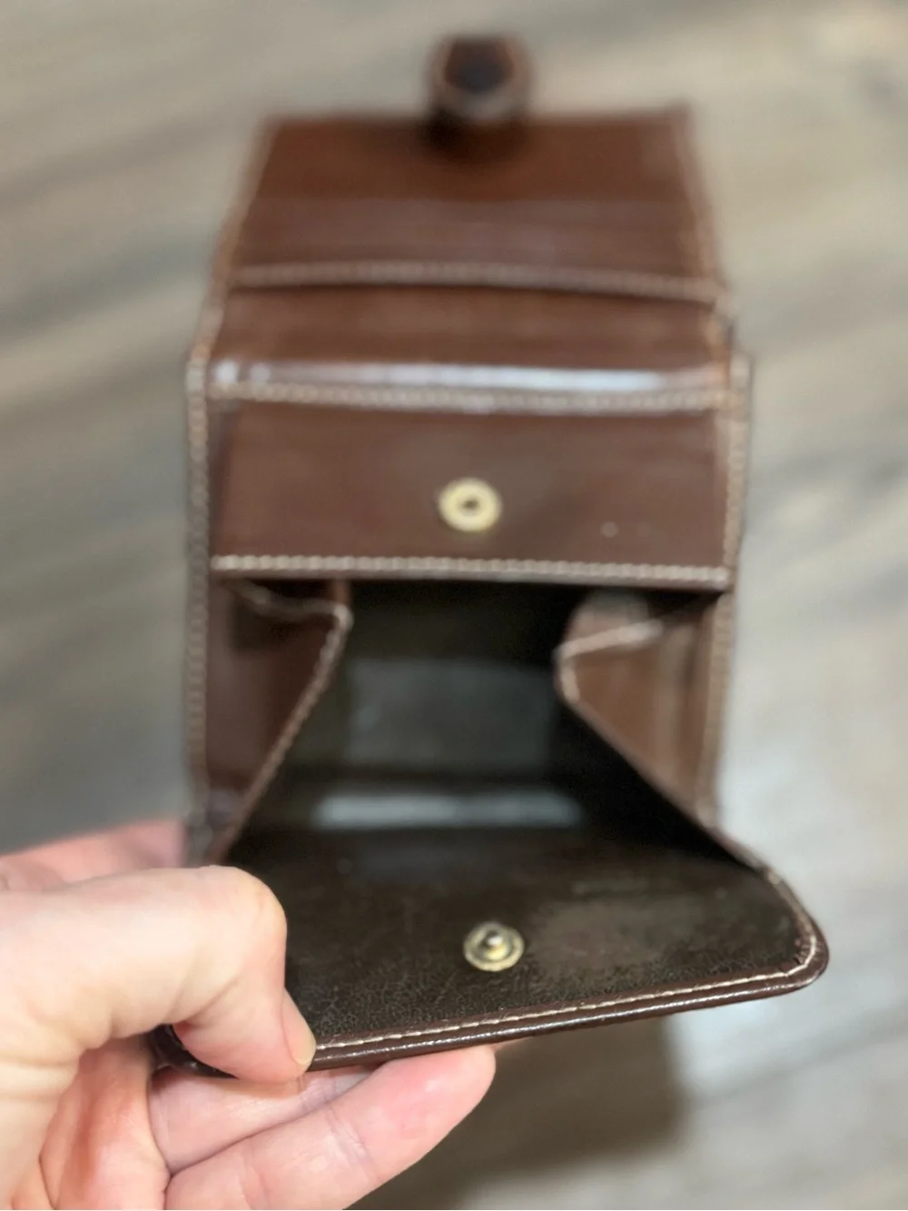 Vintage Hunting World Leather Canvas Wallet Brown Made In Italy Distressed Rare
